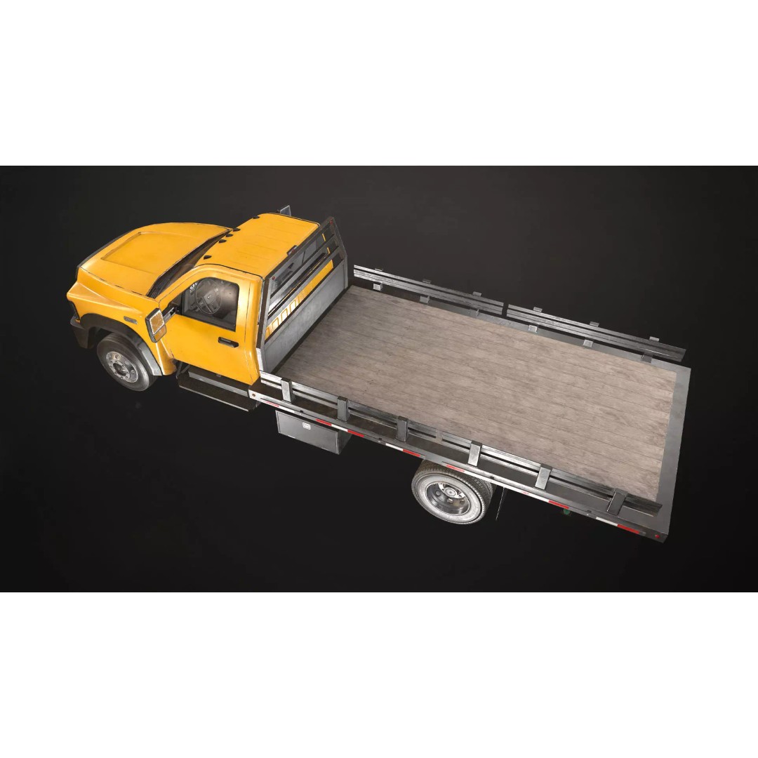 Medium Duty Truck VX400 3D Model – Low Poly Flatbed Game Asset, FBX - View 12