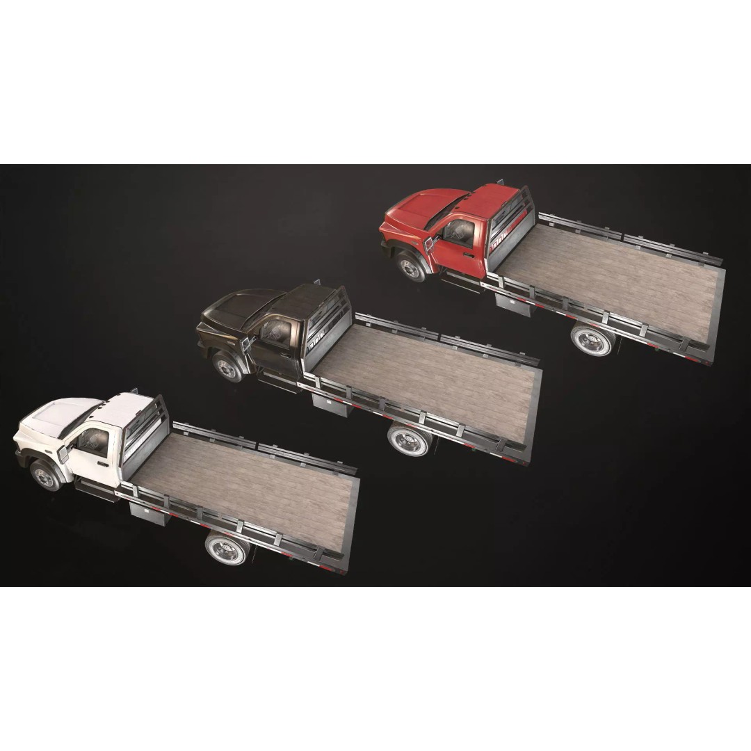 Medium Duty Truck VX400 3D Model – Low Poly Flatbed Game Asset, FBX - View 14