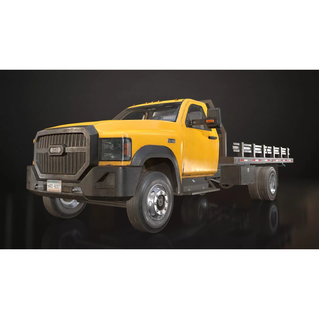 Medium Duty Truck VX400 3D Model – Low Poly Flatbed Game Asset, FBX - View 16