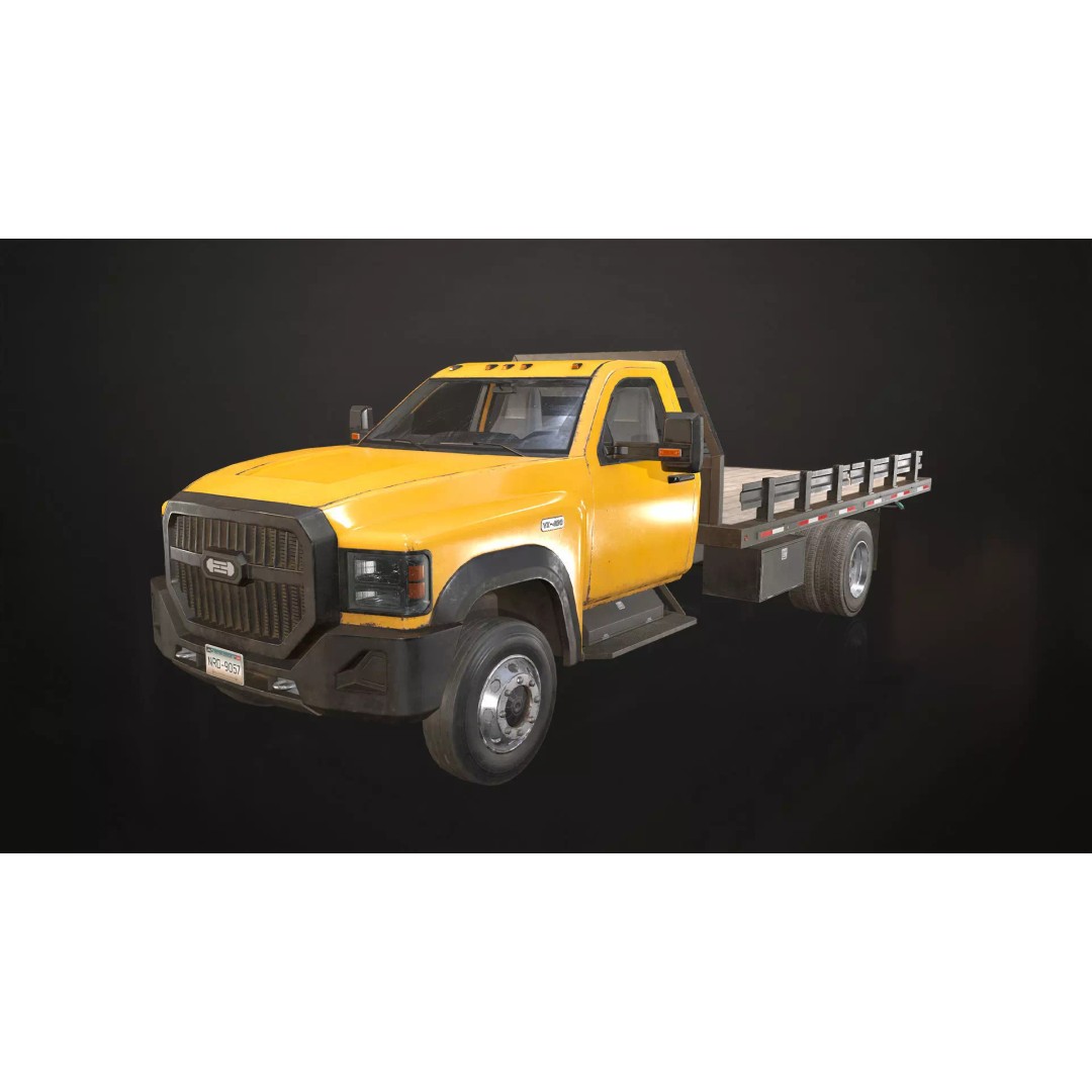 Medium Duty Truck VX400 3D Model – Low Poly Flatbed Game Asset, FBX - View 2