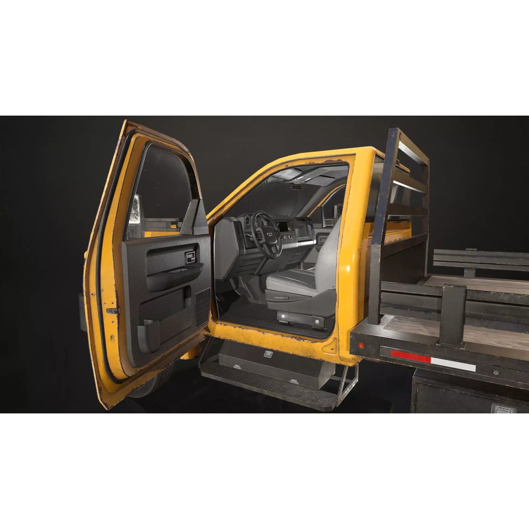 Medium Duty Truck VX400 3D Model – Low Poly Flatbed Game Asset, FBX - View 22