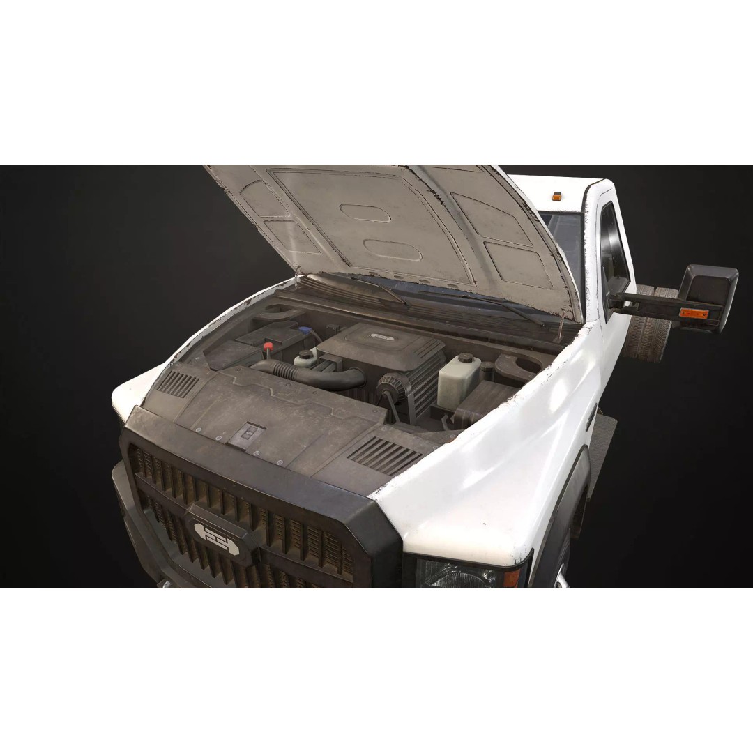 Medium Duty Truck VX400 3D Model – Low Poly Flatbed Game Asset, FBX - View 23