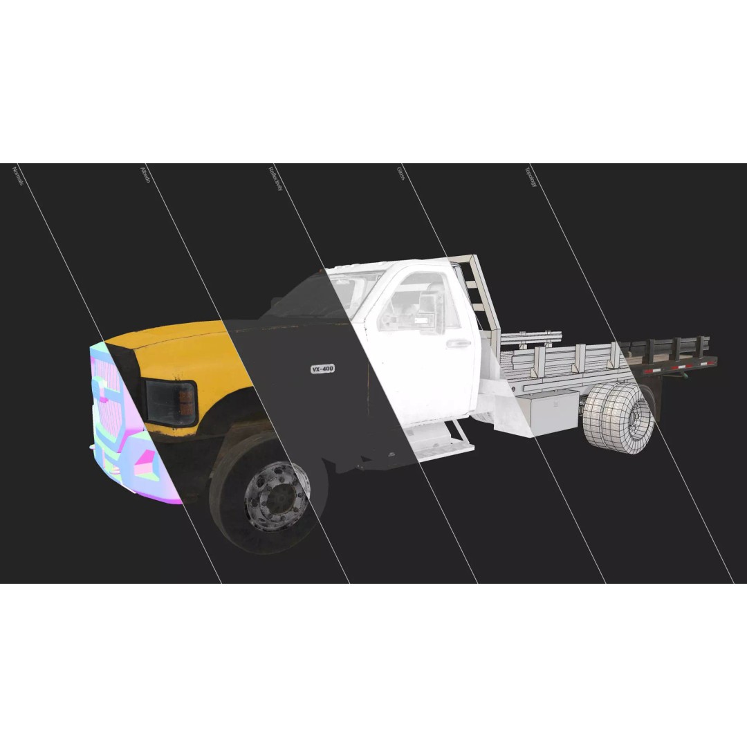 Medium Duty Truck VX400 3D Model – Low Poly Flatbed Game Asset, FBX - View 29