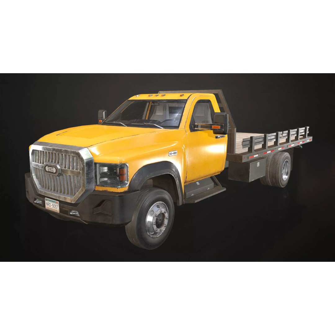 Medium Duty Truck VX400 3D Model – Low Poly Flatbed Game Asset, FBX - View 3