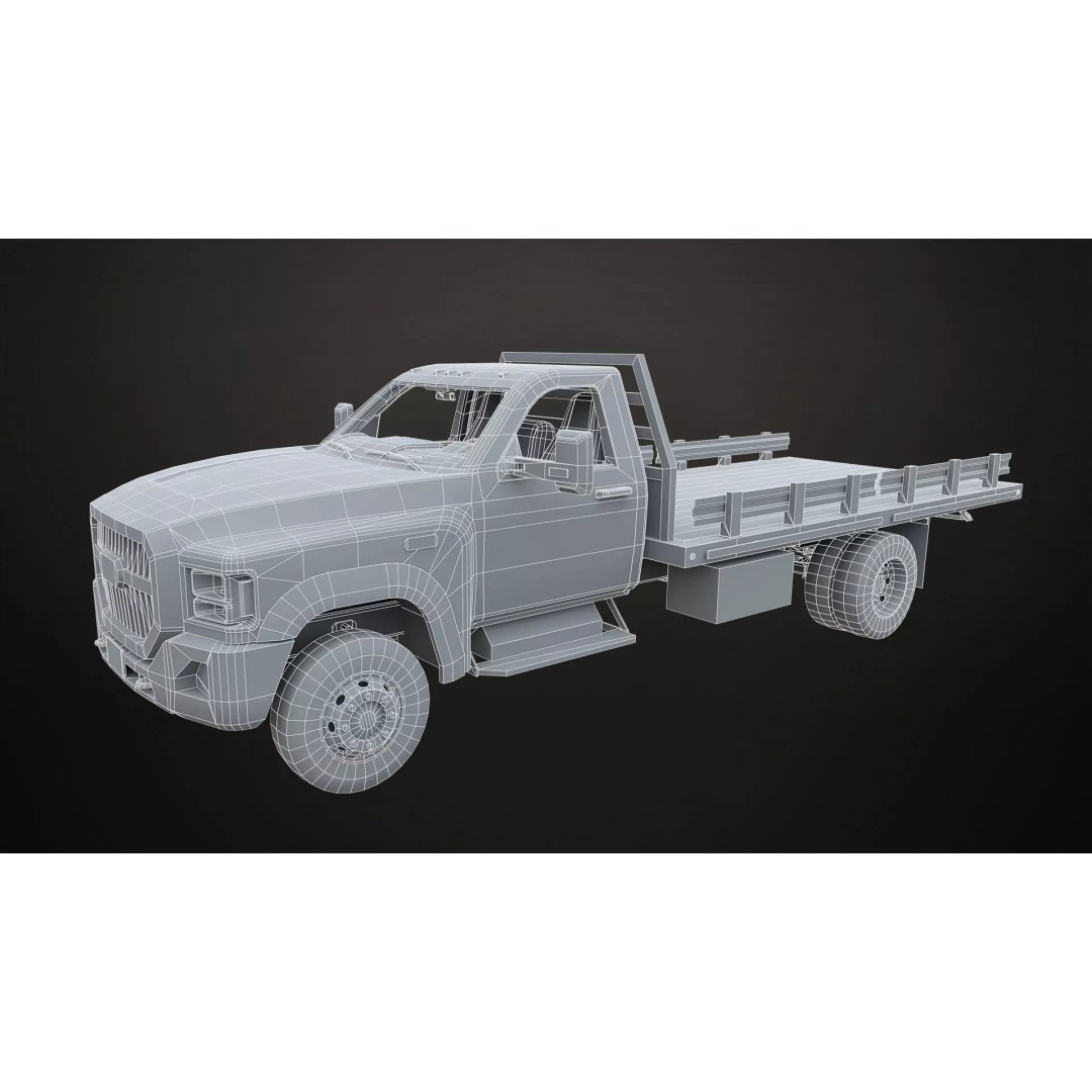 Medium Duty Truck VX400 3D Model – Low Poly Flatbed Game Asset, FBX - View 30