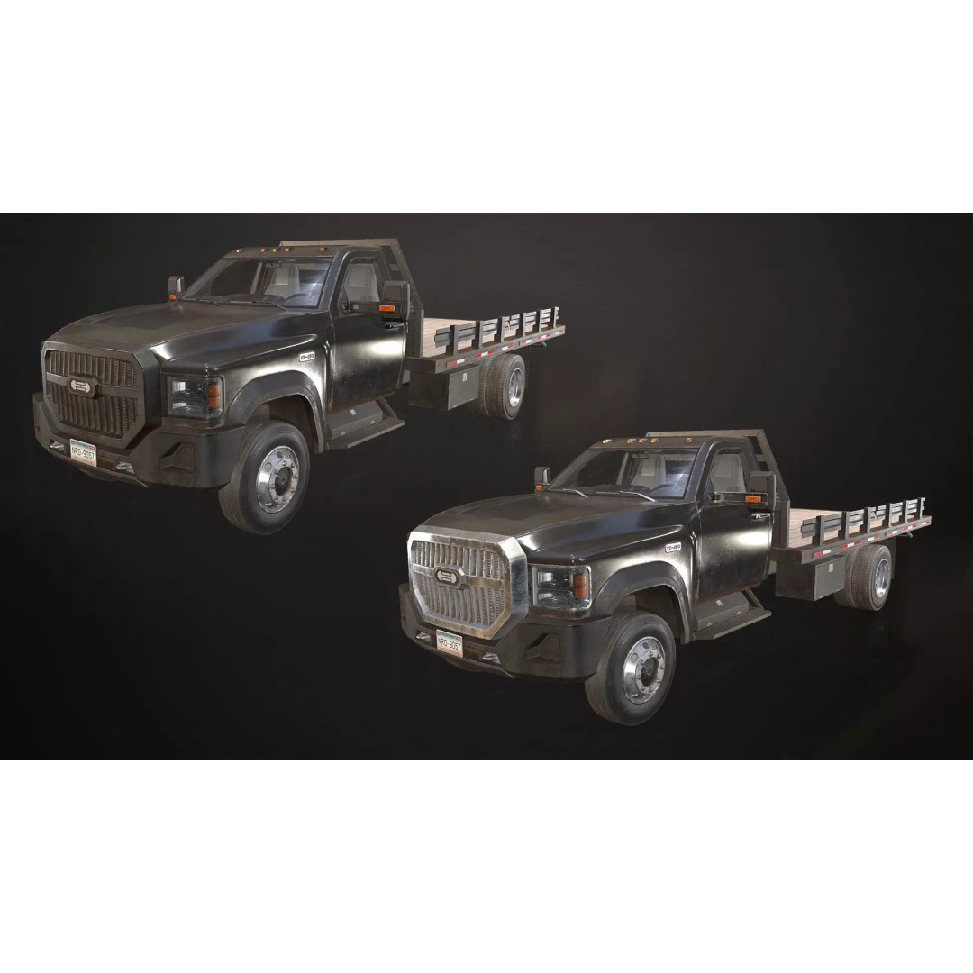 Medium Duty Truck VX400 3D Model – Low Poly Flatbed Game Asset, FBX - View 5