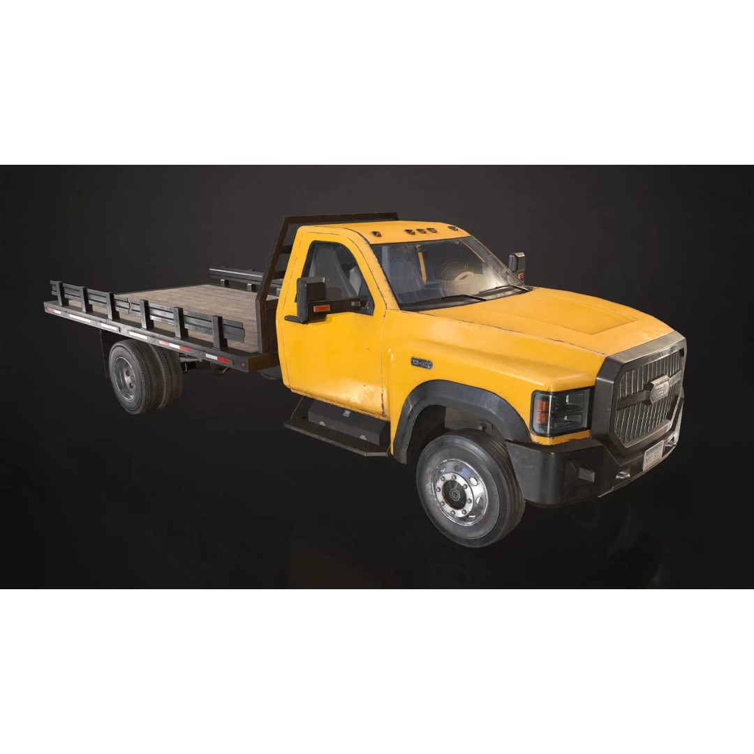Medium Duty Truck VX400 3D Model – Low Poly Flatbed Game Asset, FBX - View 7