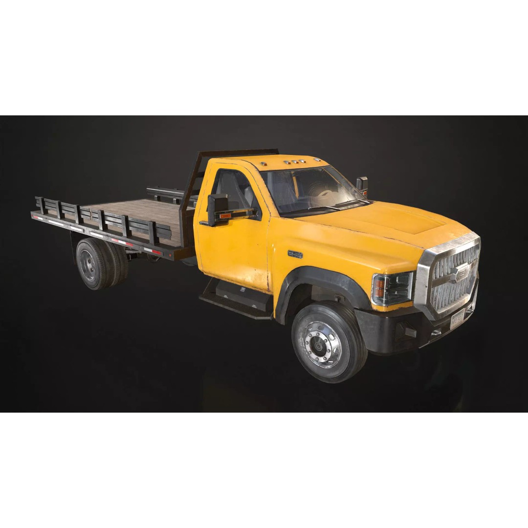 Medium Duty Truck VX400 3D Model – Low Poly Flatbed Game Asset, FBX - View 8