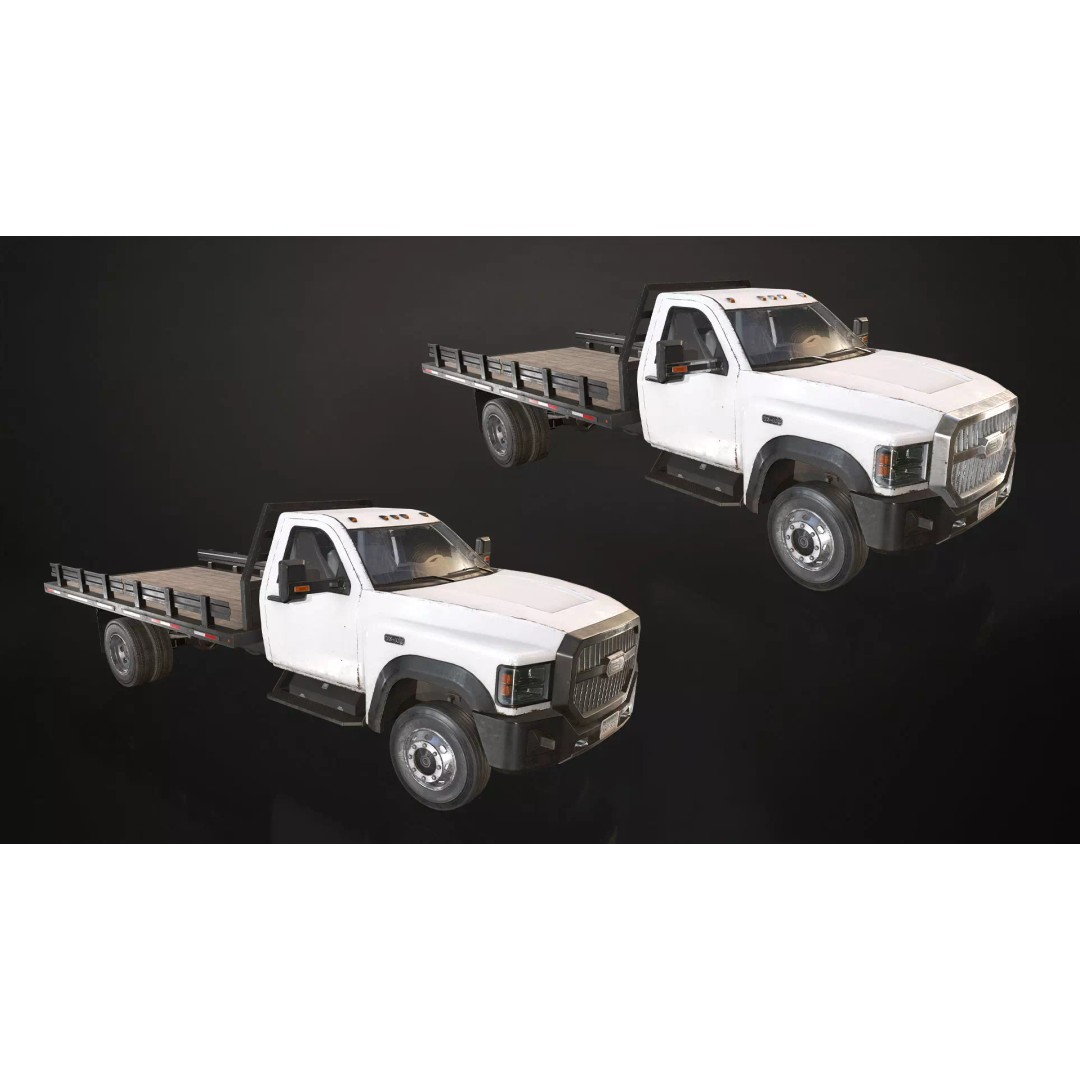 Medium Duty Truck VX400 3D Model – Low Poly Flatbed Game Asset, FBX - View 9