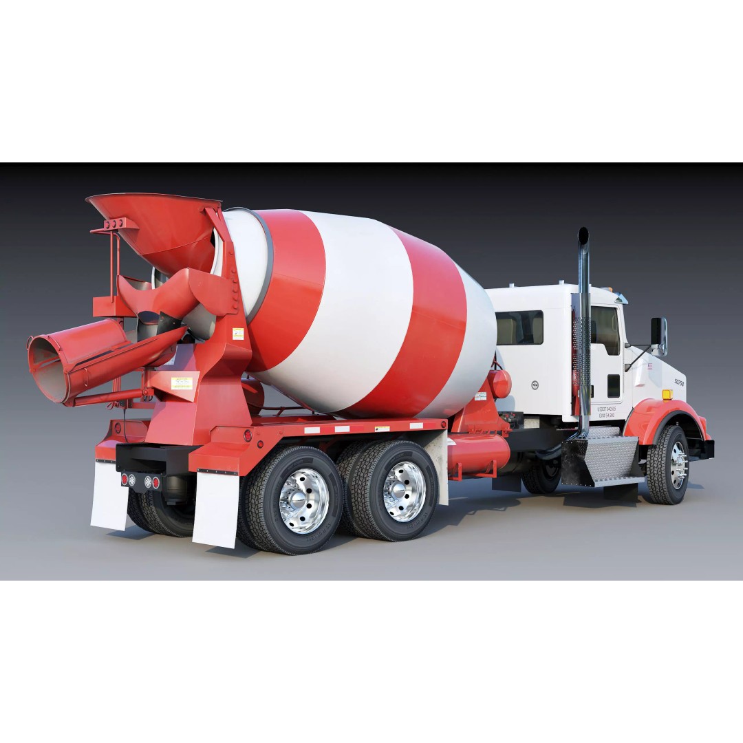 Kenworth T800 Concrete Mixer Truck 3D Model – Low Poly Game Asset, FBX - View 10