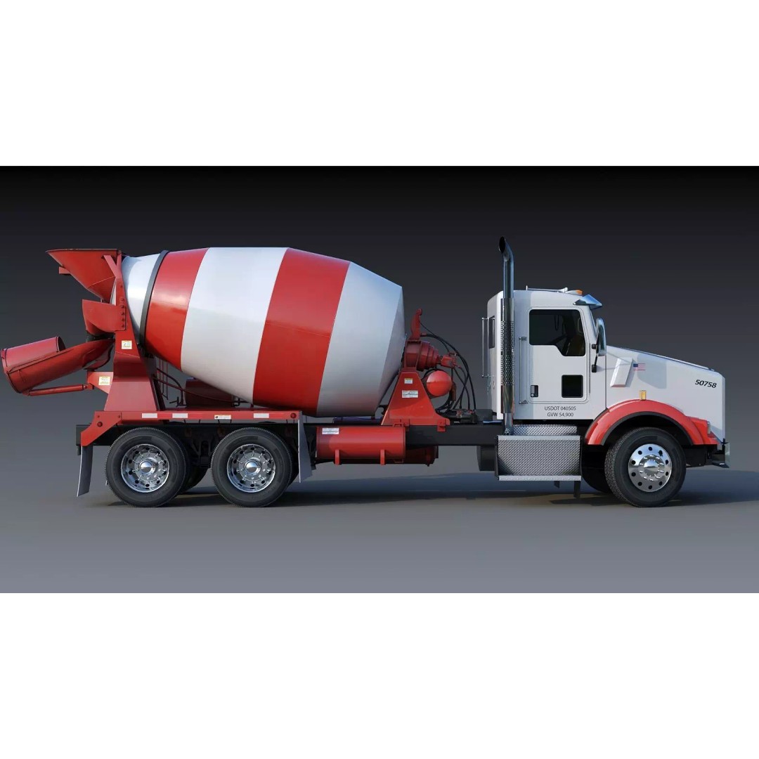 Kenworth T800 Concrete Mixer Truck 3D Model – Low Poly Game Asset, FBX - View 11
