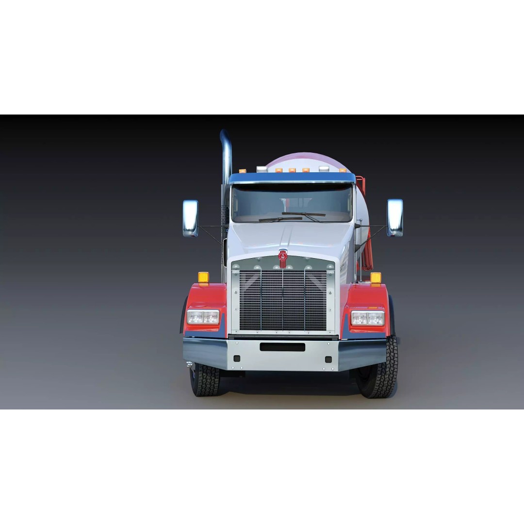 Kenworth T800 Concrete Mixer Truck 3D Model – Low Poly Game Asset, FBX - View 13