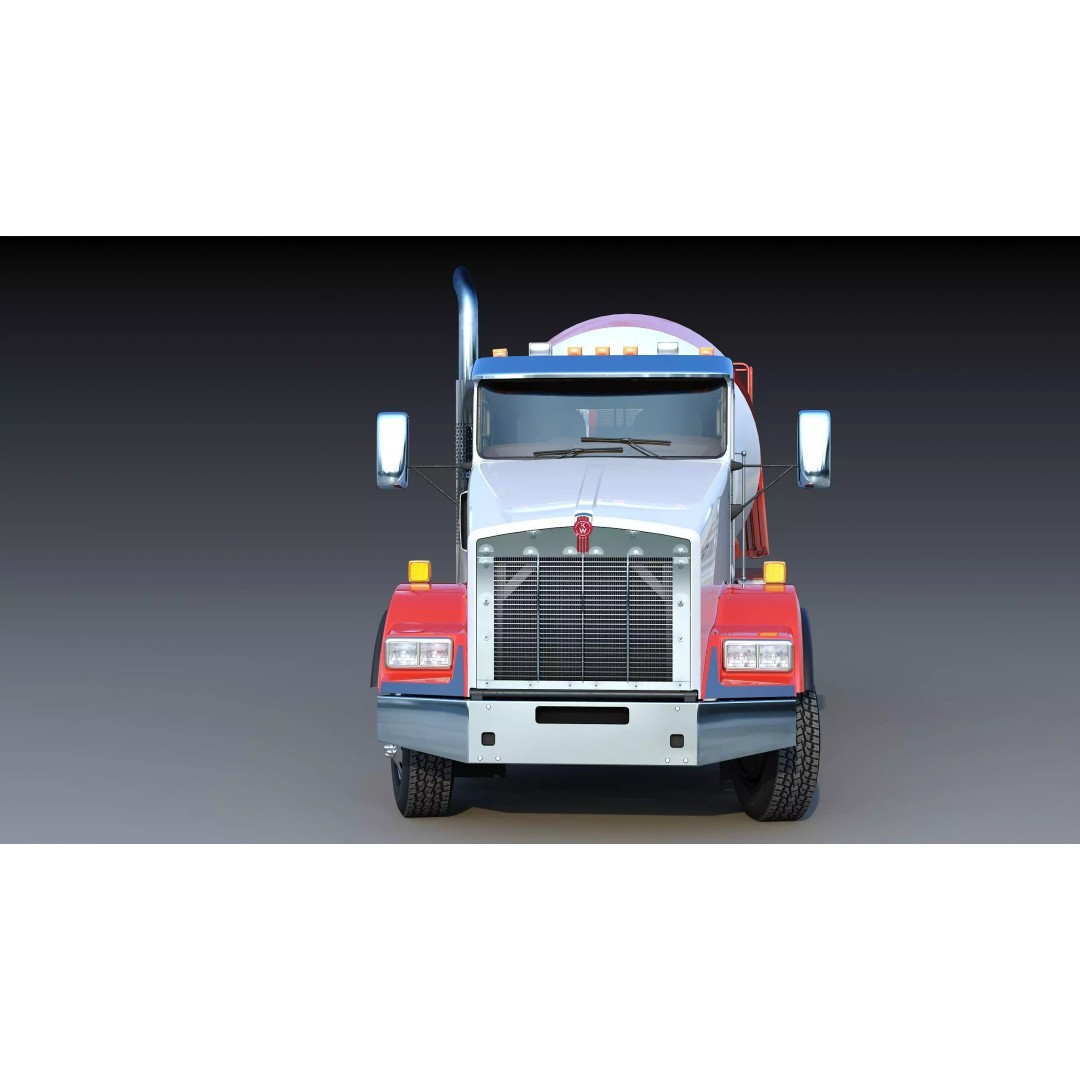 Kenworth T800 Concrete Mixer Truck 3D Model – Low Poly Game Asset, FBX - View 14