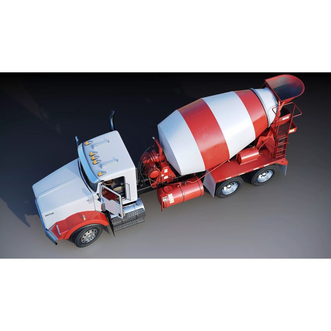 Kenworth T800 Concrete Mixer Truck 3D Model – Low Poly Game Asset, FBX - View 18