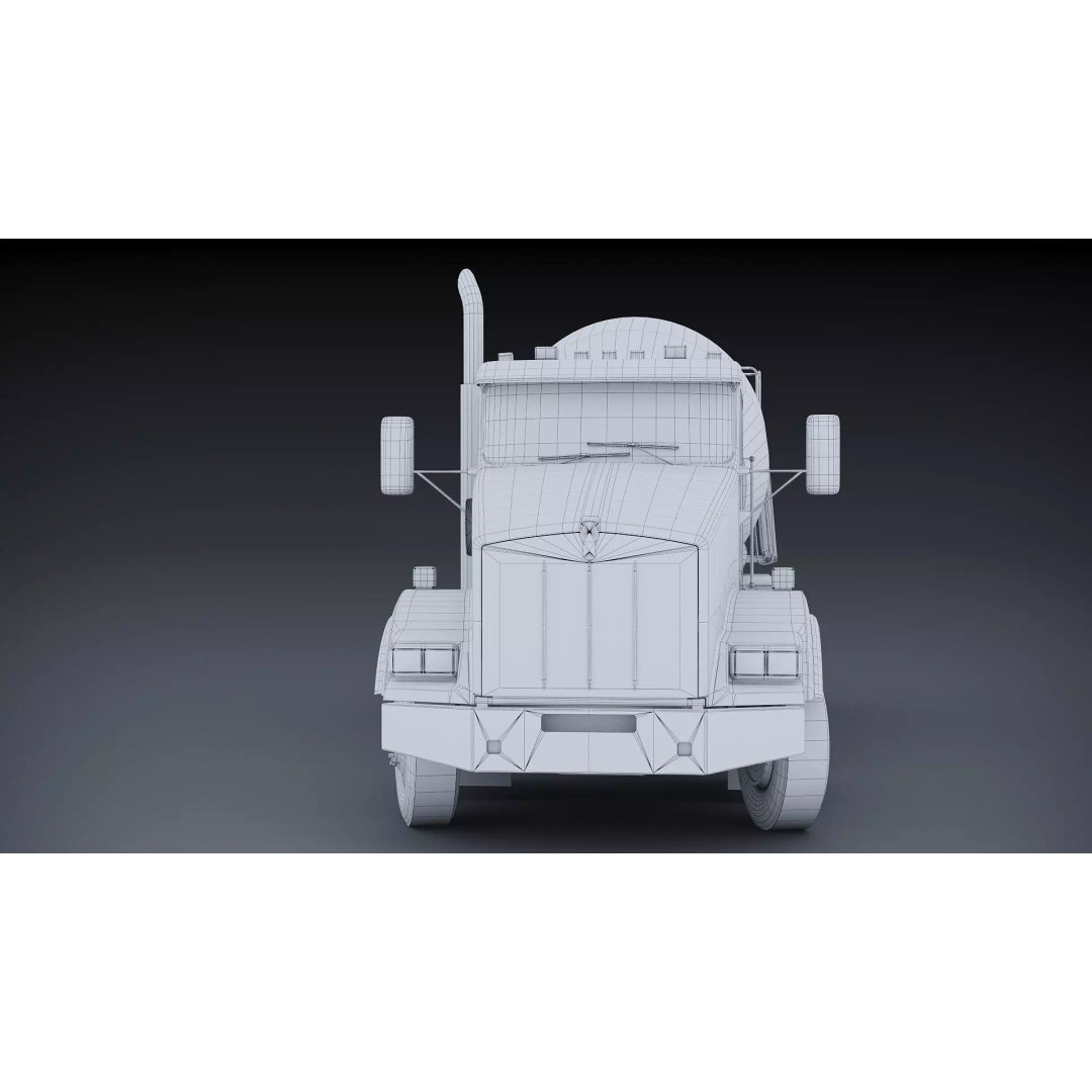 Kenworth T800 Concrete Mixer Truck 3D Model – Low Poly Game Asset, FBX - View 30