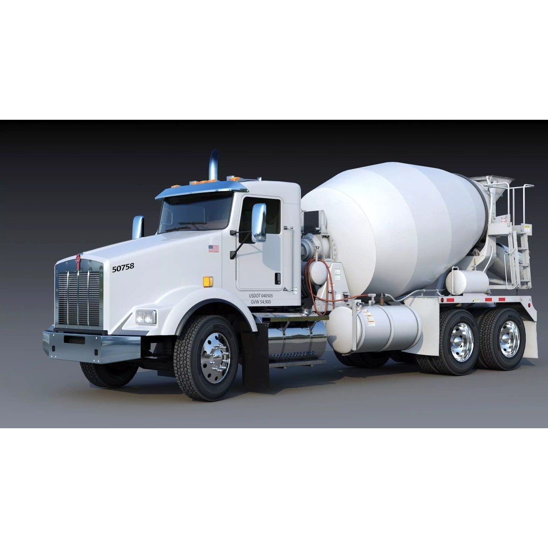 Kenworth T800 Concrete Mixer Truck 3D Model – Low Poly Game Asset, FBX - View 5