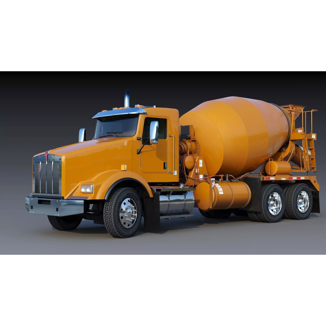 Kenworth T800 Concrete Mixer Truck 3D Model – Low Poly Game Asset, FBX - View 6