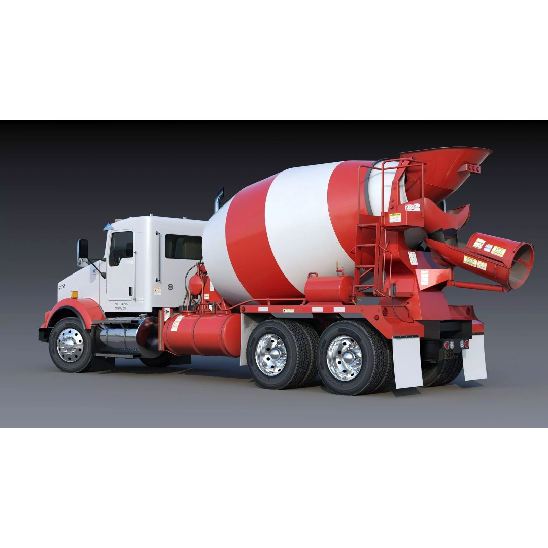 Kenworth T800 Concrete Mixer Truck 3D Model – Low Poly Game Asset, FBX - View 8