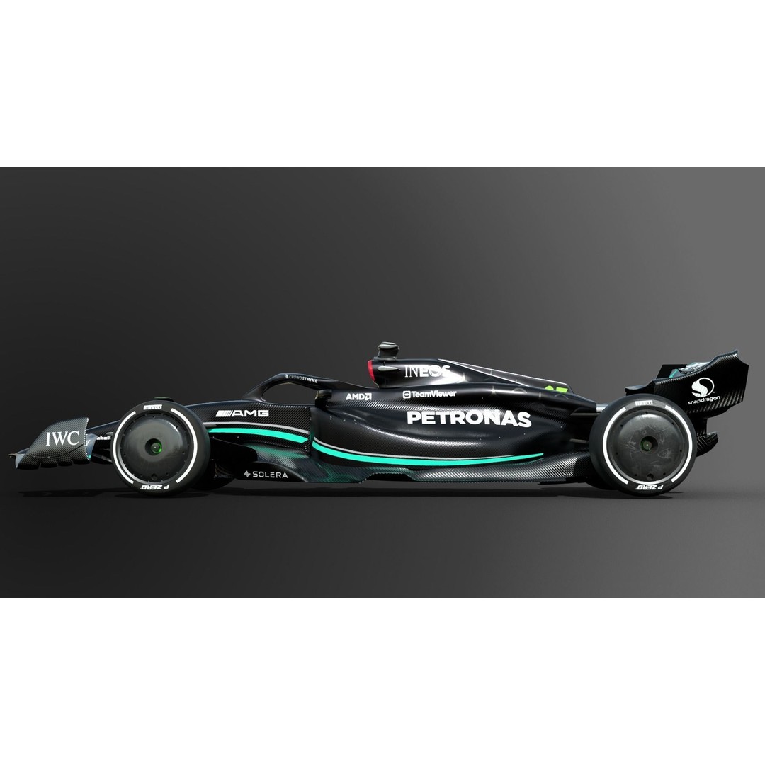 Mercedes W14 F1 3D Model – Rigged Game Ready Asset, FBX, OBJ - View 3