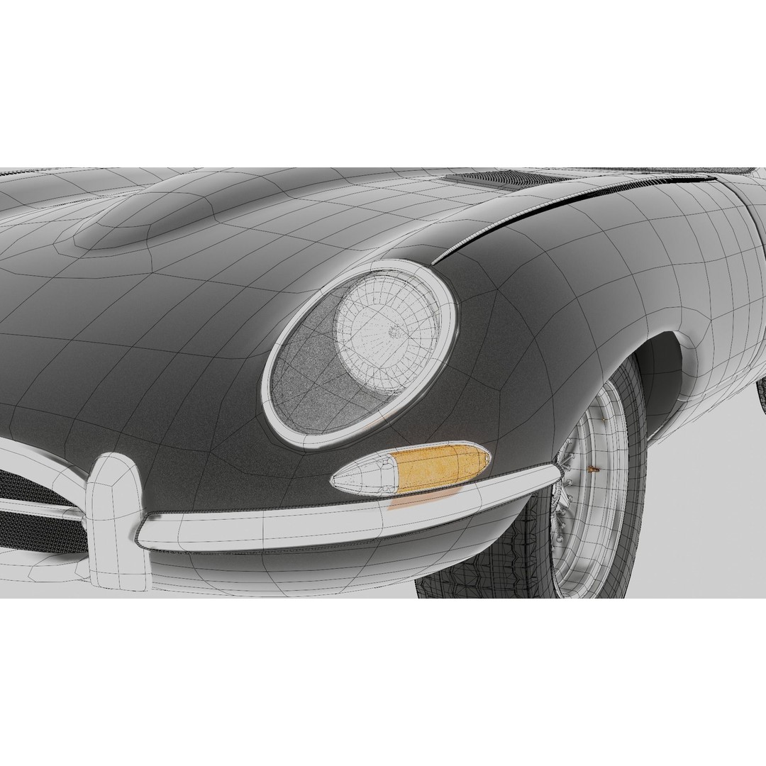 Jaguar E-Type 3D Model – Low Poly Luxury Car, PBR Textures