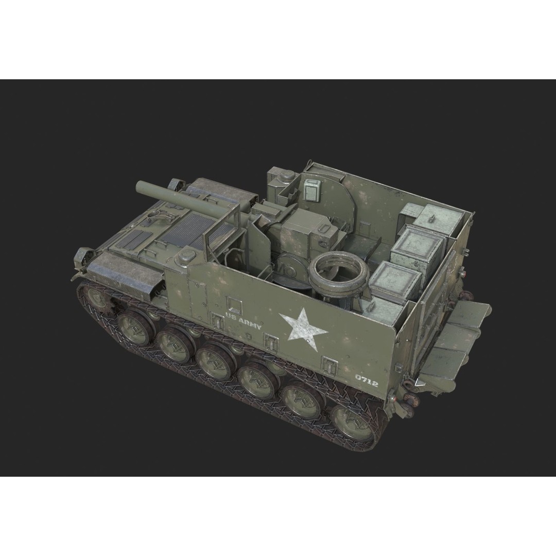 M44 155mm Self-Propelled Howitzer 3D Model – Low Poly PBR Game Asset, FBX - View 4