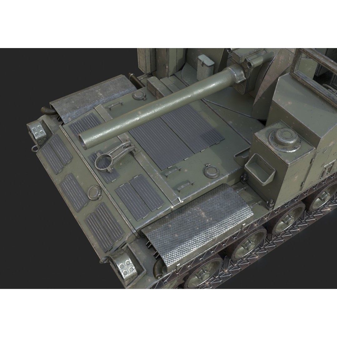 M44 155mm Self-Propelled Howitzer 3D Model – Low Poly PBR Game Asset, FBX - View 7