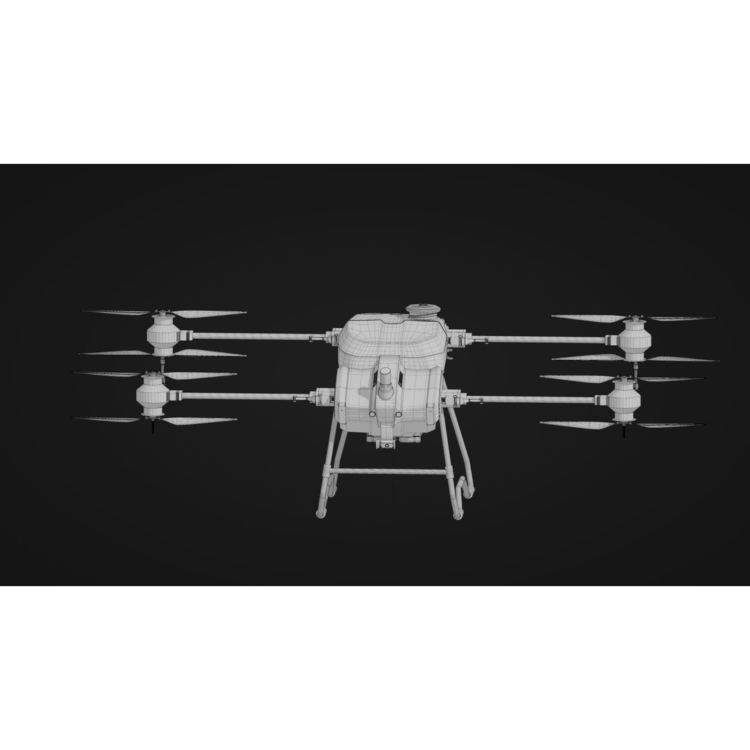DJI Agras T40 Drone 3D Model – Rigged PBR Asset for Animation - View 17