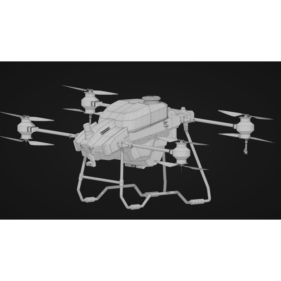 DJI Agras T40 Drone 3D Model – Rigged PBR Asset for Animation - View 18