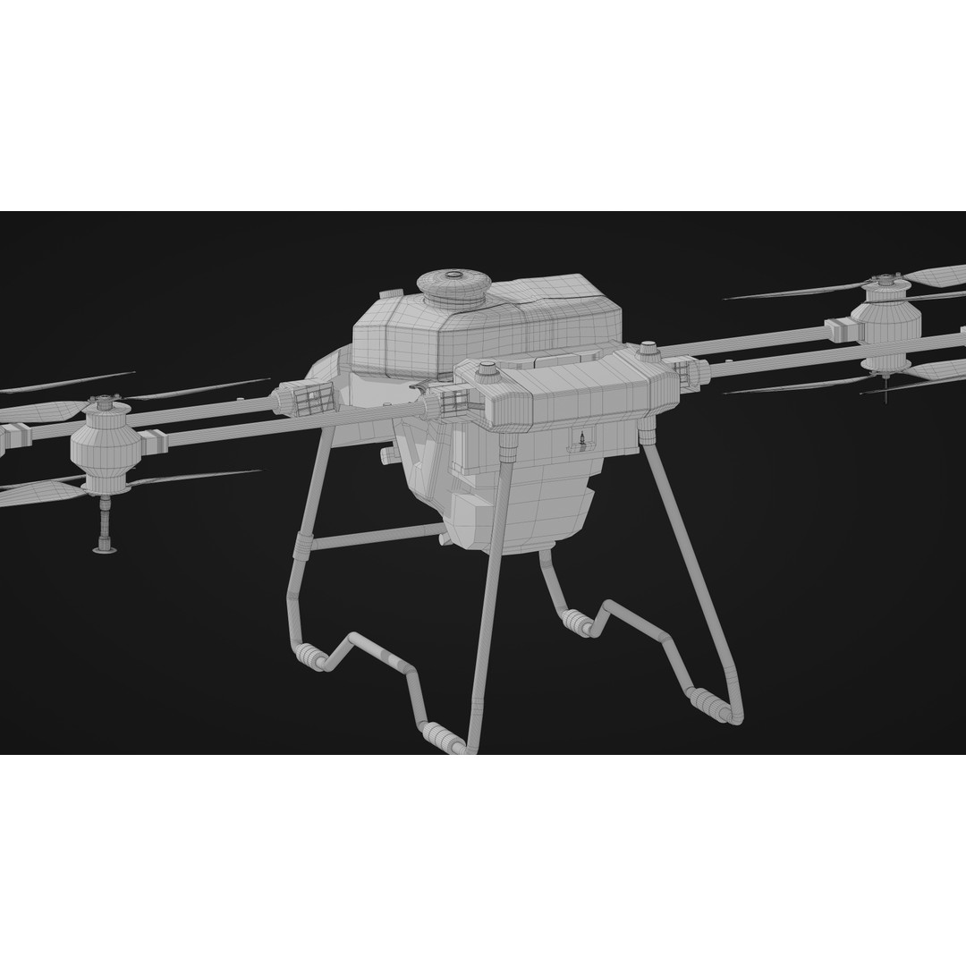 DJI Agras T40 Drone 3D Model – Rigged PBR Asset for Animation - View 20