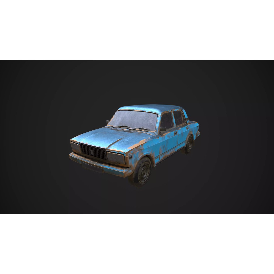 Abandoned Vehicles 3D Model – Low Poly Asset Pack for Games, FBX, OBJ - View 40