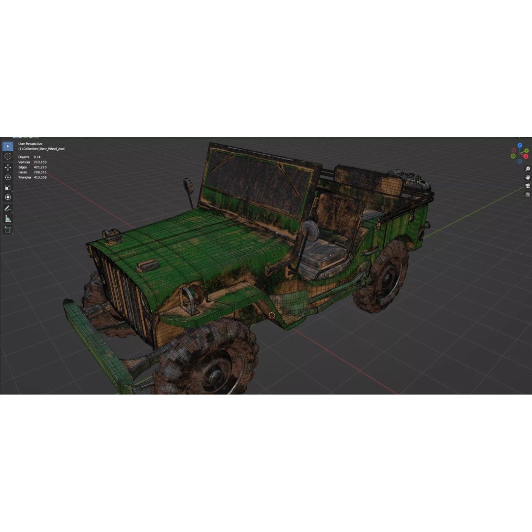 Abandoned Vehicles 3D Model – Low Poly Asset Pack for Games, FBX, OBJ - View 78