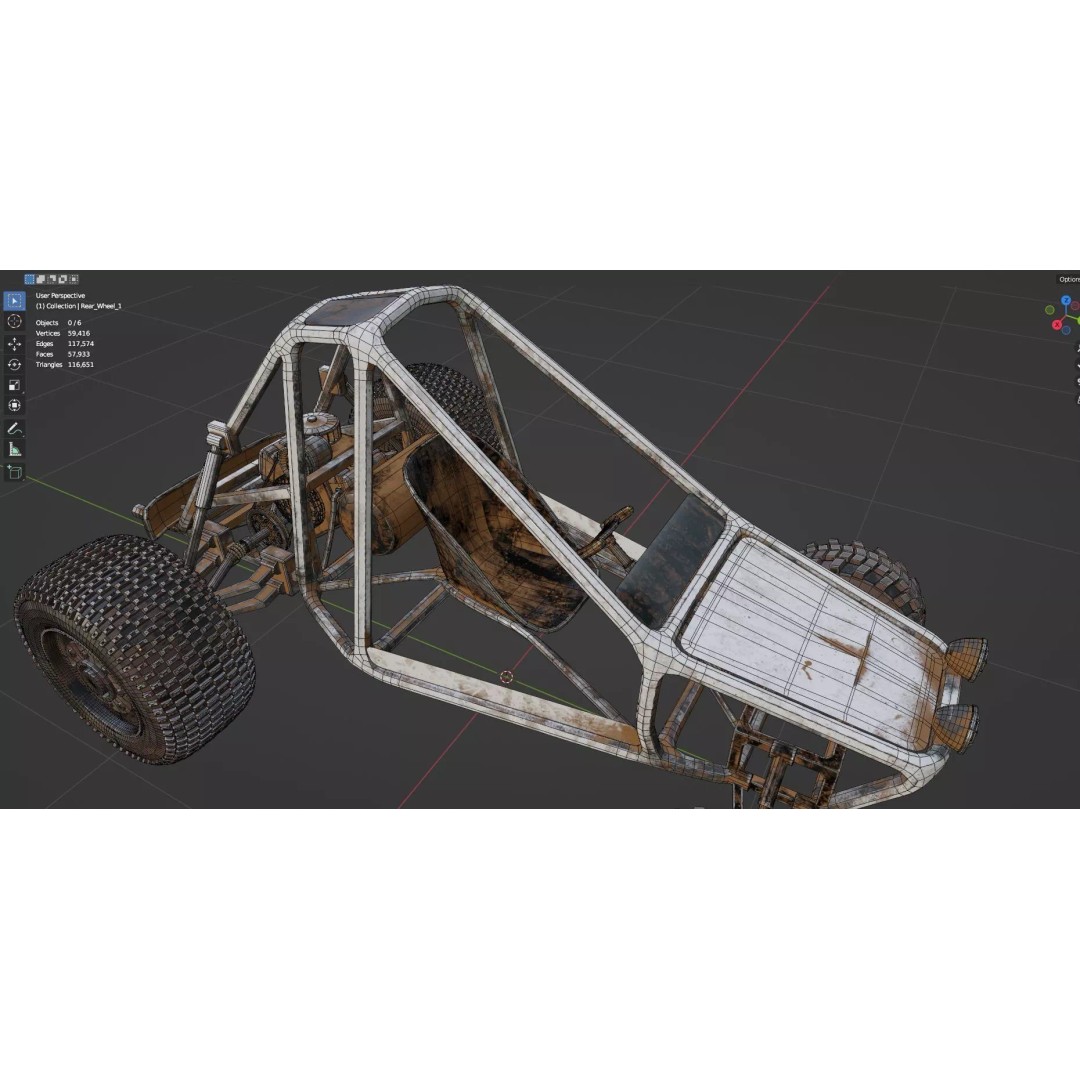 Abandoned Vehicles 3D Model – Low Poly Asset Pack for Games, FBX, OBJ - View 86