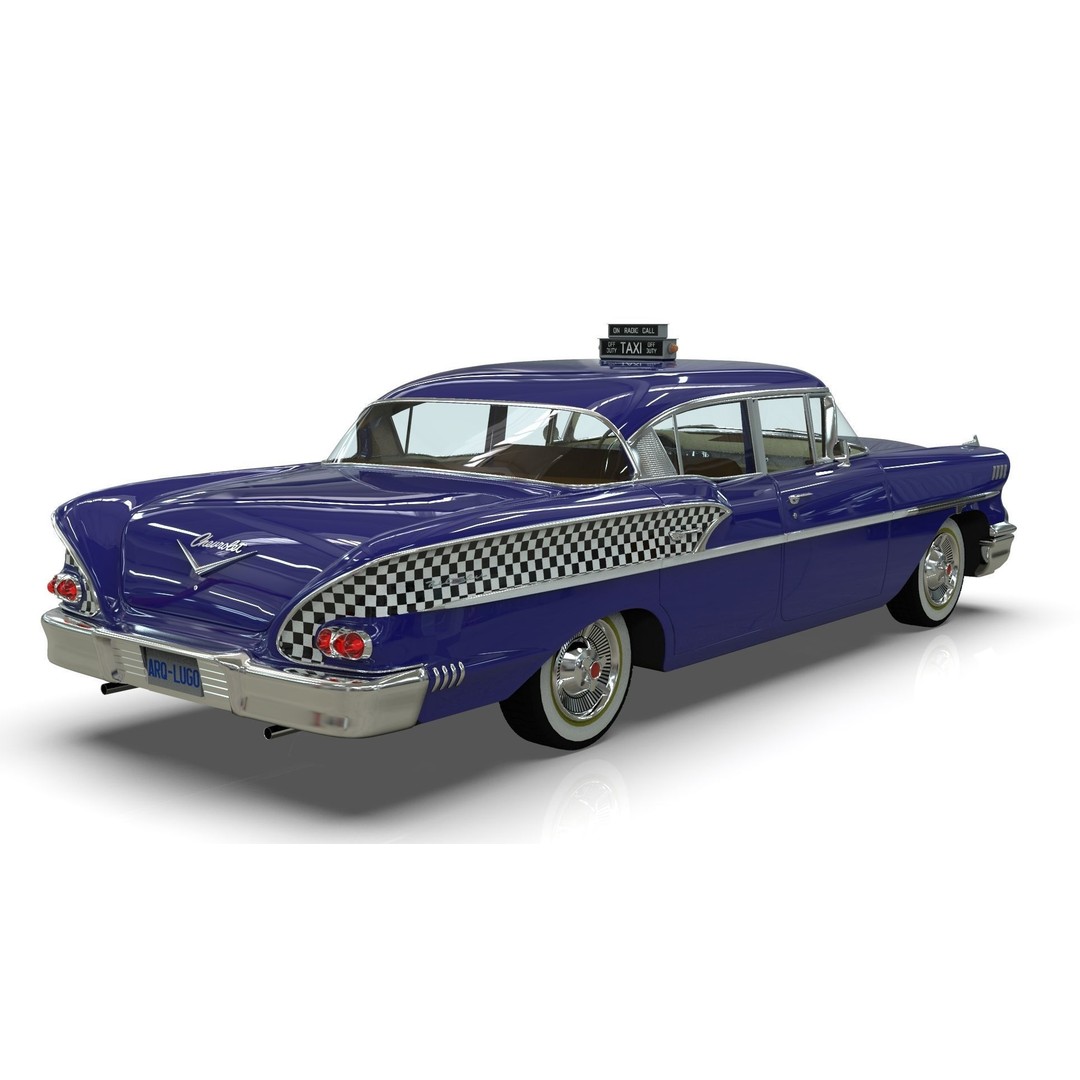 Chevrolet Belair Taxi 3D Model – MidPoly Antique Cab, Blender, FBX - View 12