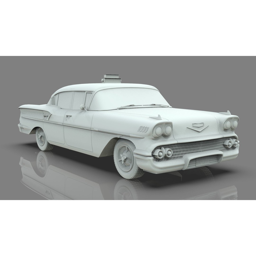 Chevrolet Belair Taxi 3D Model – MidPoly Antique Cab, Blender, FBX - View 13