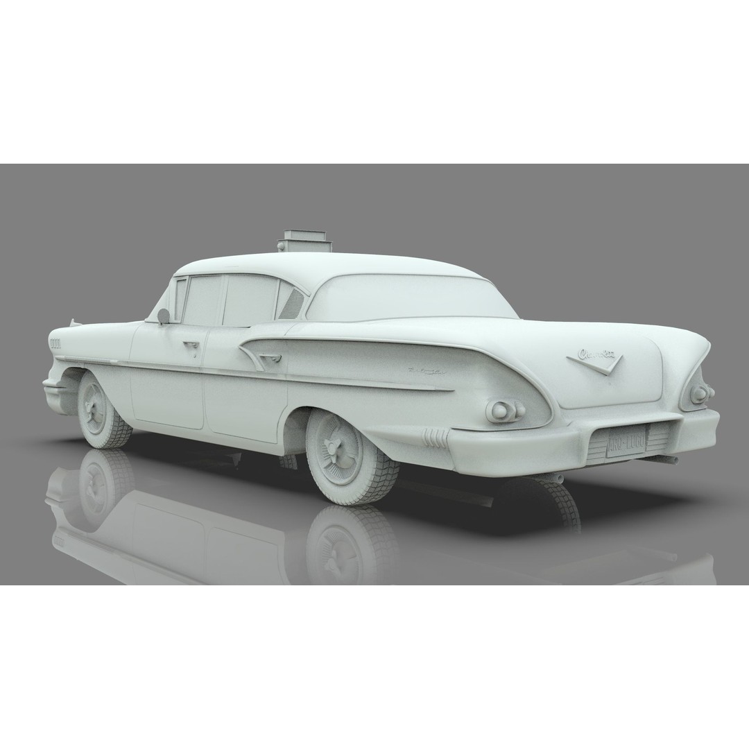 Chevrolet Belair Taxi 3D Model – MidPoly Antique Cab, Blender, FBX - View 14