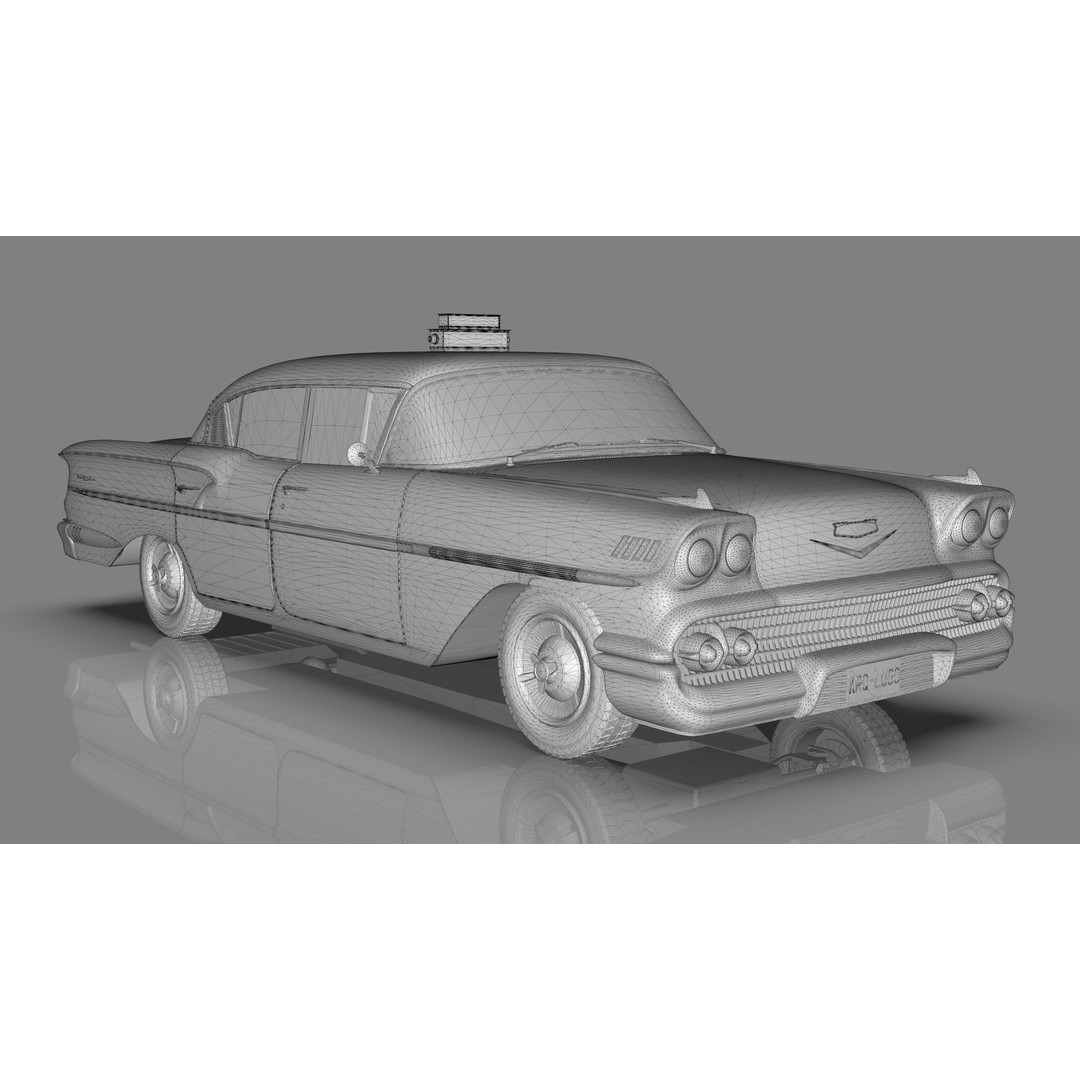 Chevrolet Belair Taxi 3D Model – MidPoly Antique Cab, Blender, FBX - View 15