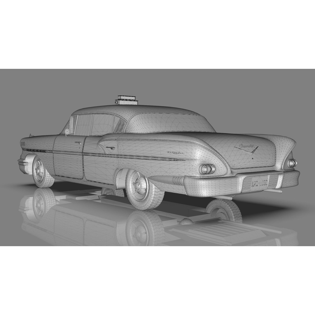 Chevrolet Belair Taxi 3D Model – MidPoly Antique Cab, Blender, FBX - View 16