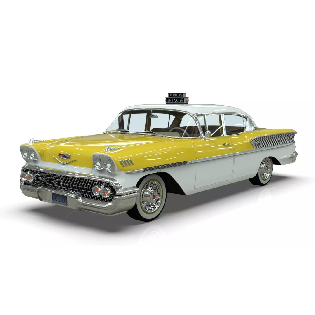 Chevrolet Belair Taxi 3D Model – MidPoly Antique Cab, Blender, FBX - View 2