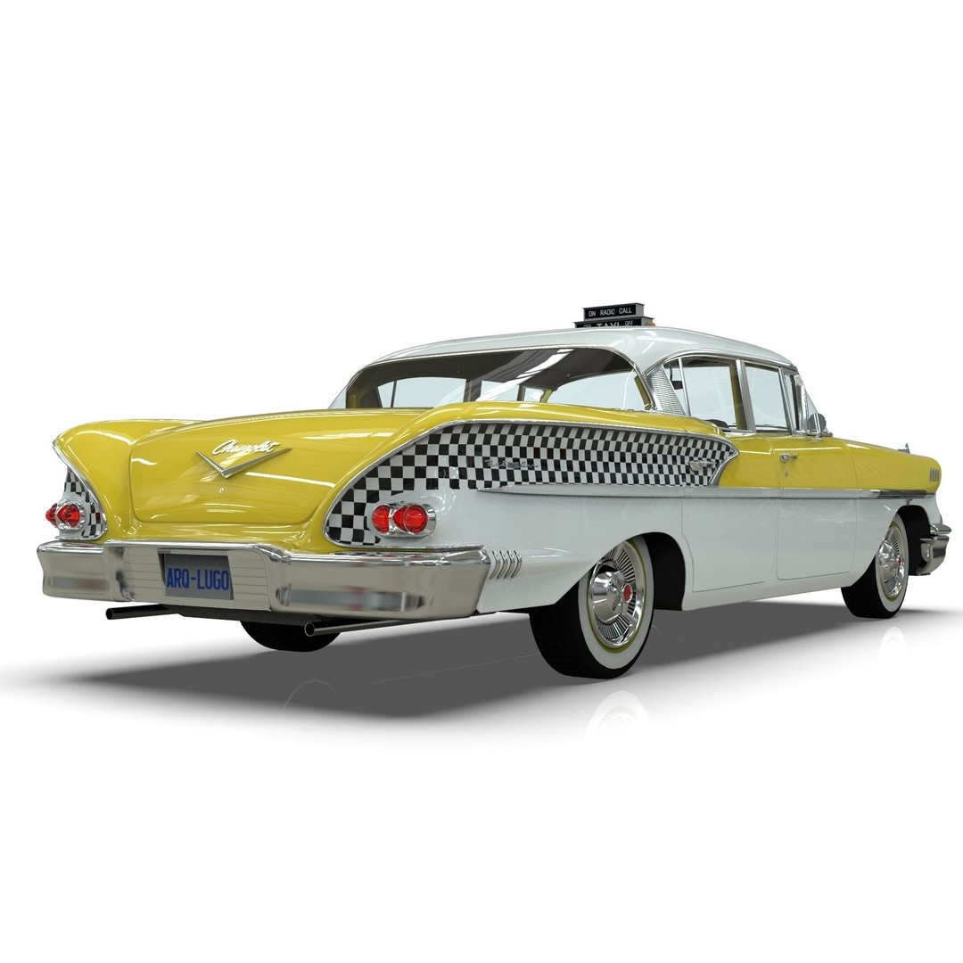 Chevrolet Belair Taxi 3D Model – MidPoly Antique Cab, Blender, FBX - View 5