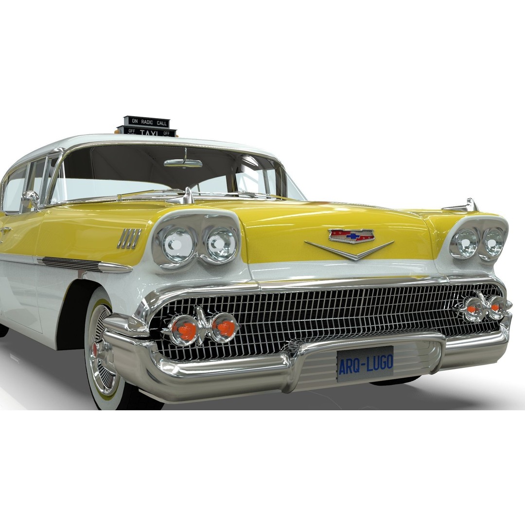 Chevrolet Belair Taxi 3D Model – MidPoly Antique Cab, Blender, FBX - View 6