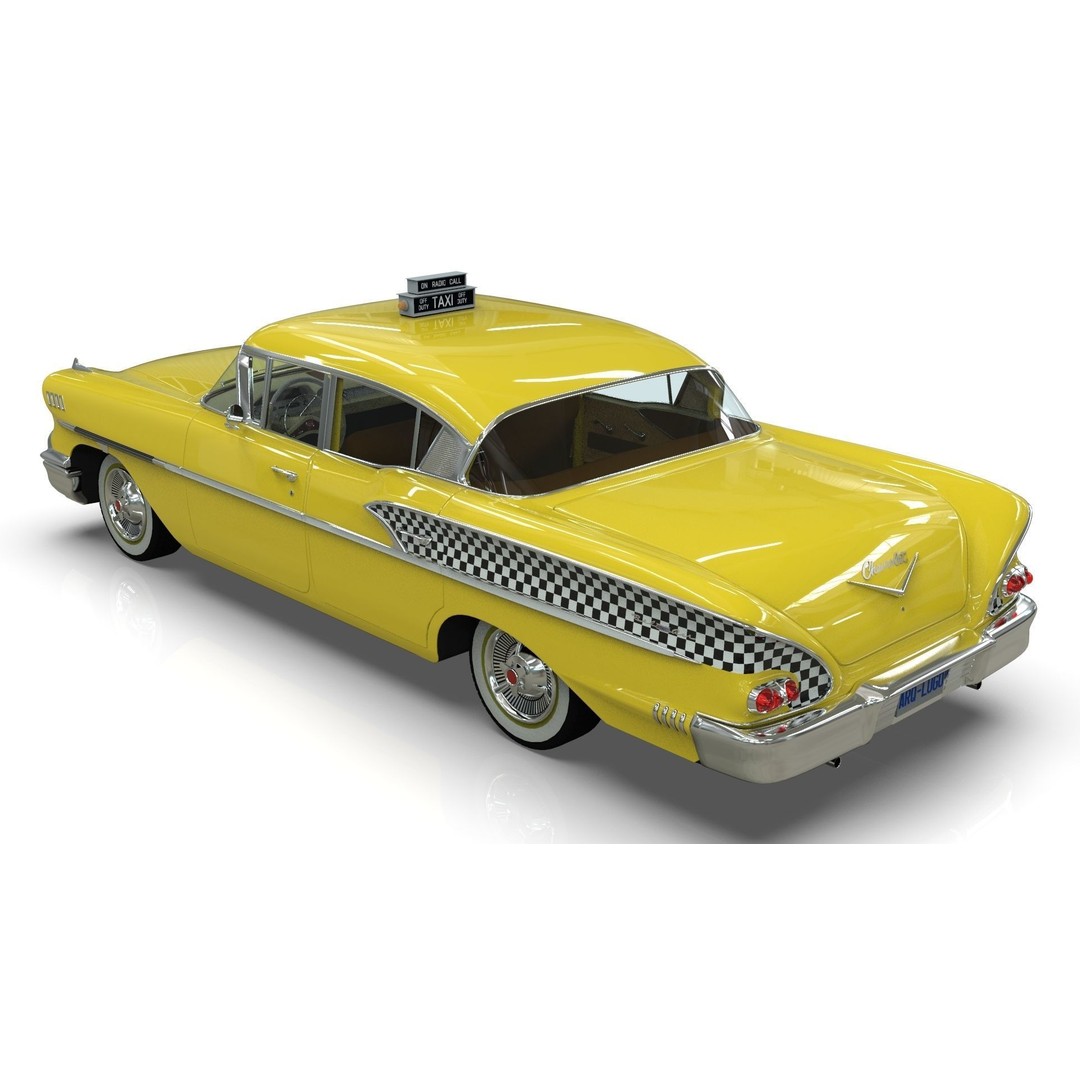 Chevrolet Belair Taxi 3D Model – MidPoly Antique Cab, Blender, FBX - View 8