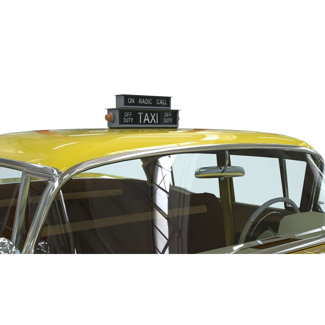 Chevrolet Belair Taxi 3D Model – MidPoly Antique Cab, Blender, FBX - View 9