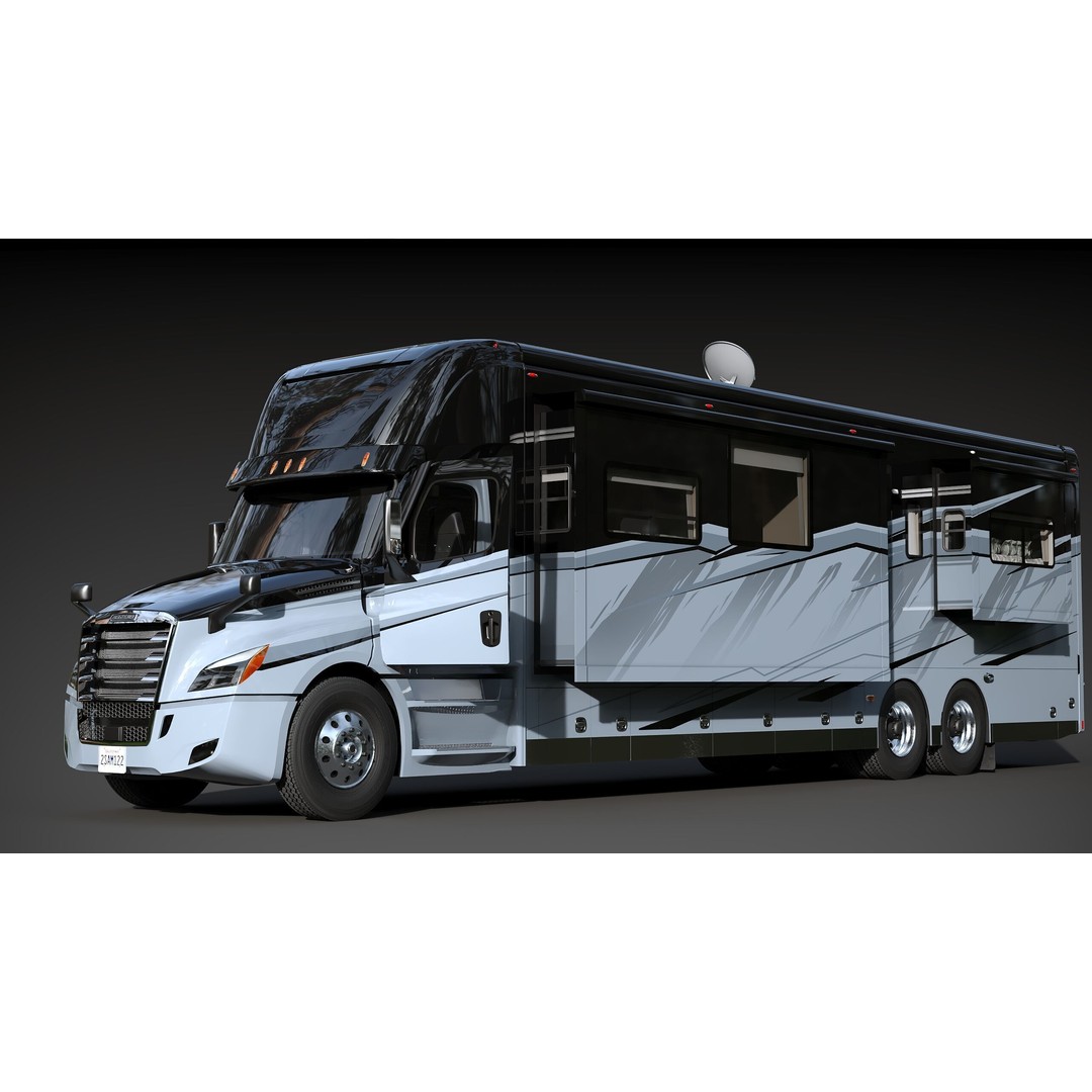 Cascadia Freightliner Motorhome 3D Model – Low Poly Game Asset, FBX, PBR - View 3