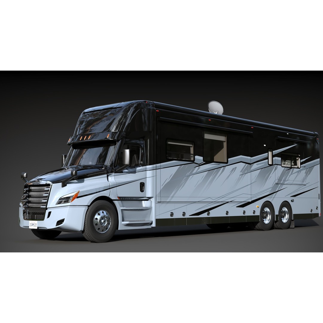 Cascadia Freightliner Motorhome 3D Model – Low Poly Game Asset, FBX, PBR - View 4