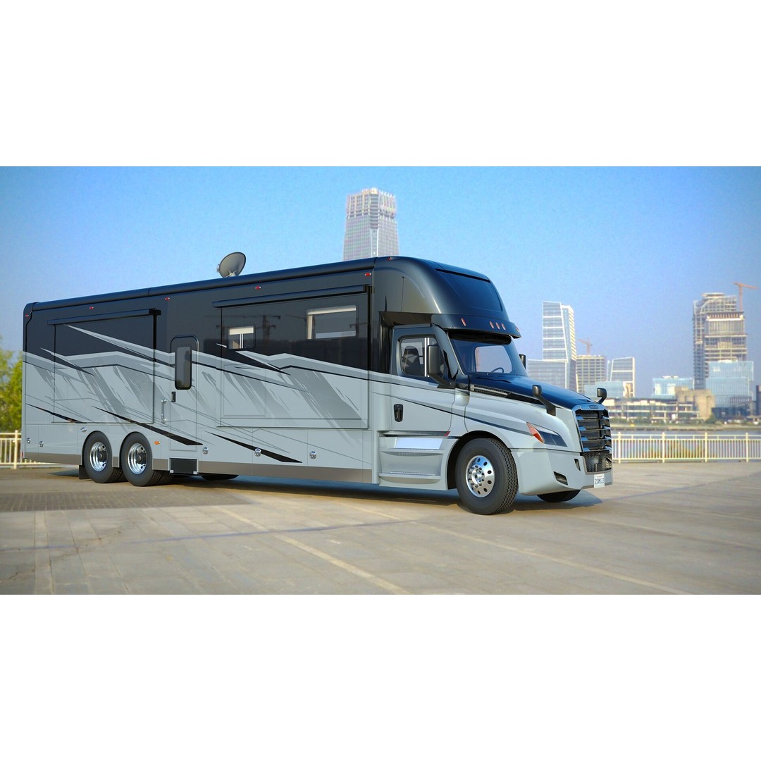 Cascadia Freightliner Motorhome 3D Model – Low Poly Game Asset, FBX, PBR - View 45
