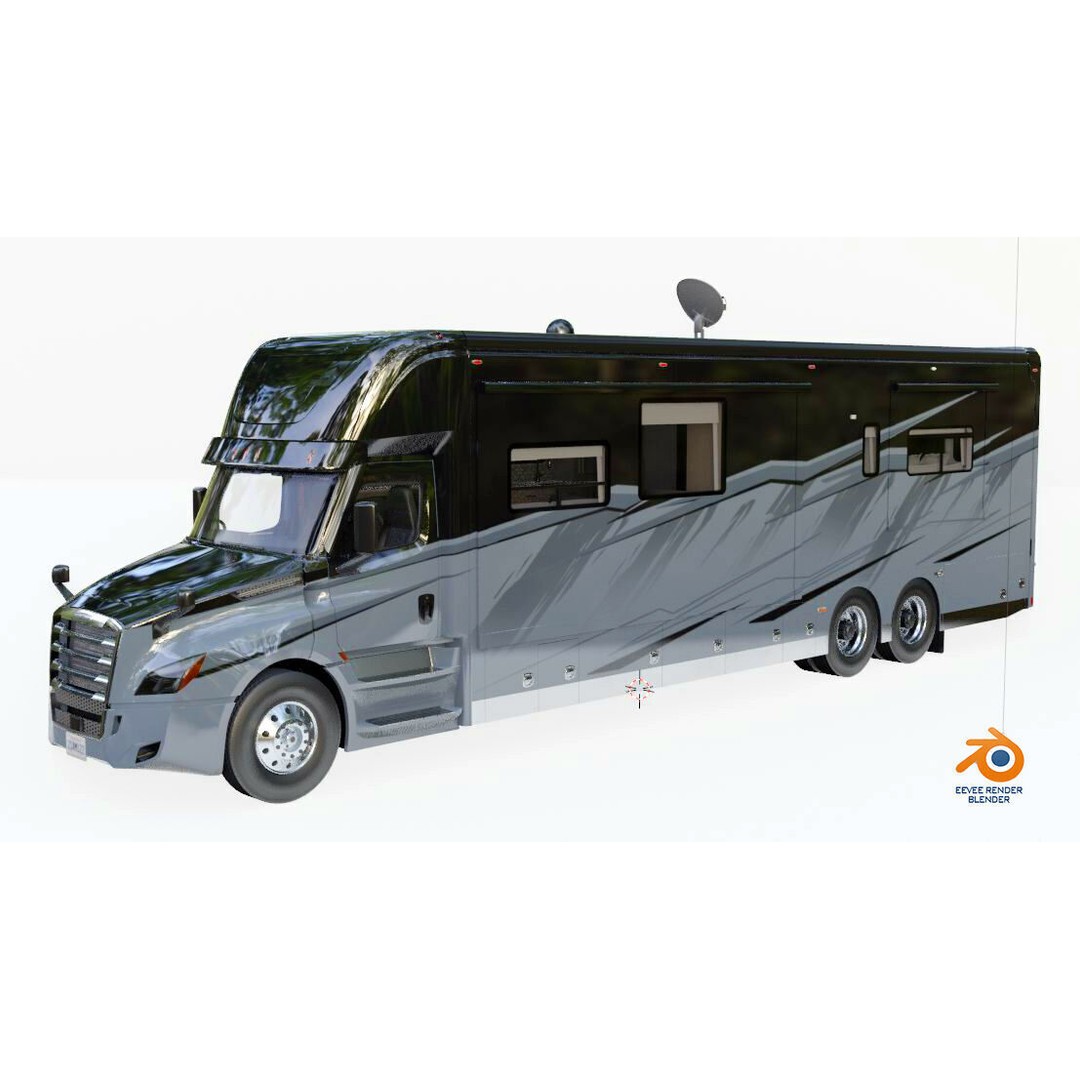 Cascadia Freightliner Motorhome 3D Model – Low Poly Game Asset, FBX, PBR - View 48