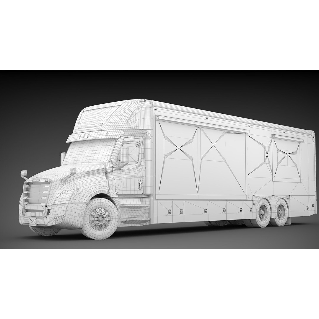 Cascadia Freightliner Motorhome 3D Model – Low Poly Game Asset, FBX, PBR - View 49