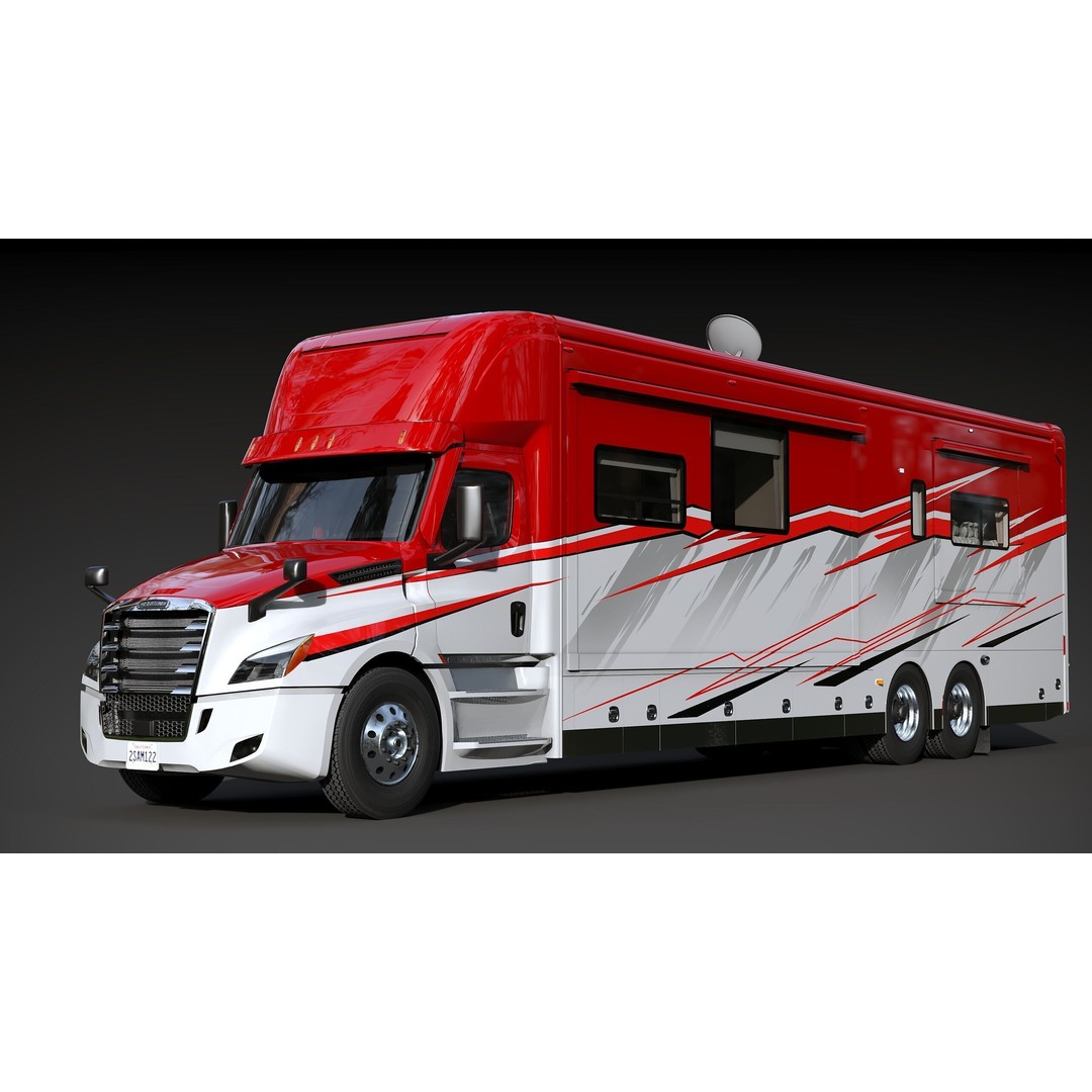 Cascadia Freightliner Motorhome 3D Model – Low Poly Game Asset, FBX, PBR - View 5