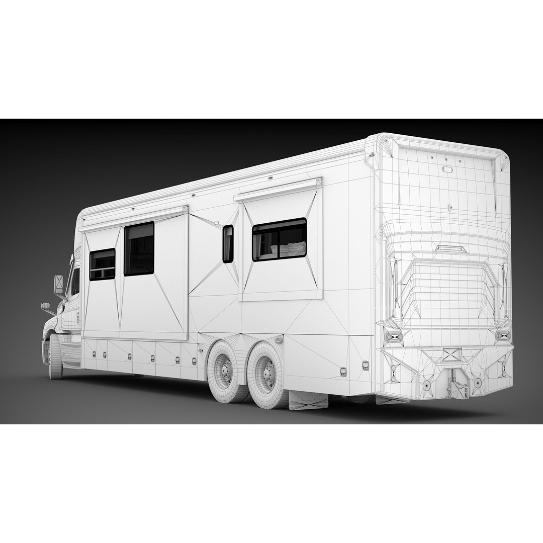 Cascadia Freightliner Motorhome 3D Model – Low Poly Game Asset, FBX, PBR - View 50