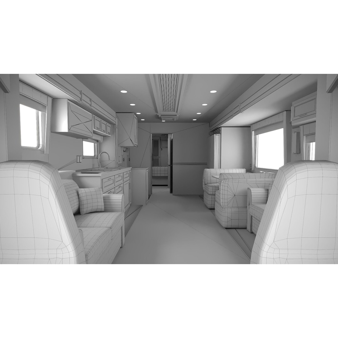 Cascadia Freightliner Motorhome 3D Model – Low Poly Game Asset, FBX, PBR - View 53